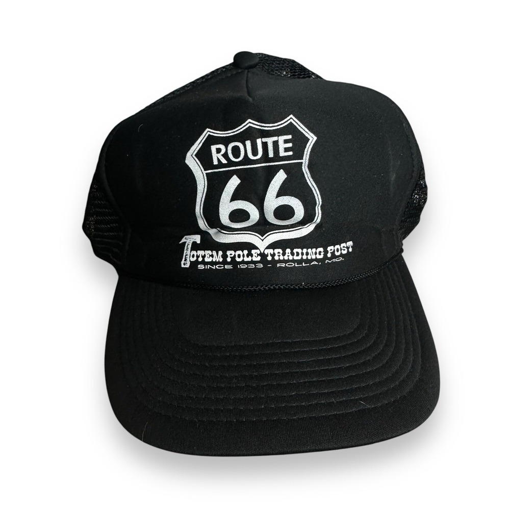 Vintage Route 66‎ Road Sign Snapback Trucker Hat Cap Totem Pole Trading Post